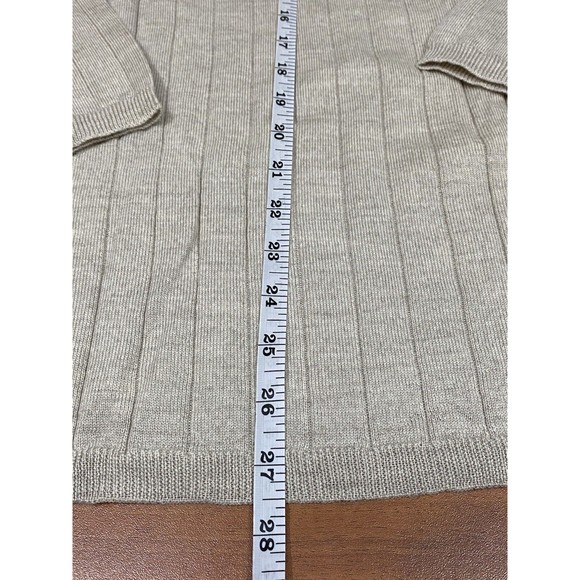 Brandini Sweater Mens M V Neck Extra Fine Merino Wool Long Sleeve Beige NWT - Picture 7 of 7